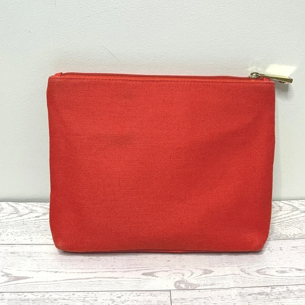 Spartina 449 Sweet as a Peach‎ Linen Canvas Cosmetic Pouch Makeup Bag Gold Zip
